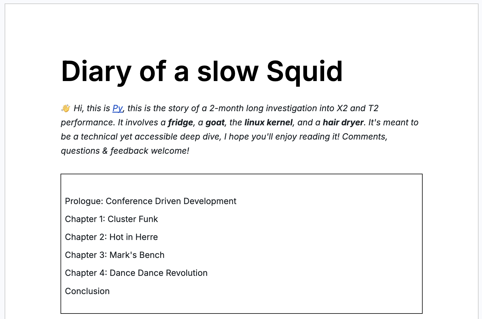 Diary of a Slow Squid